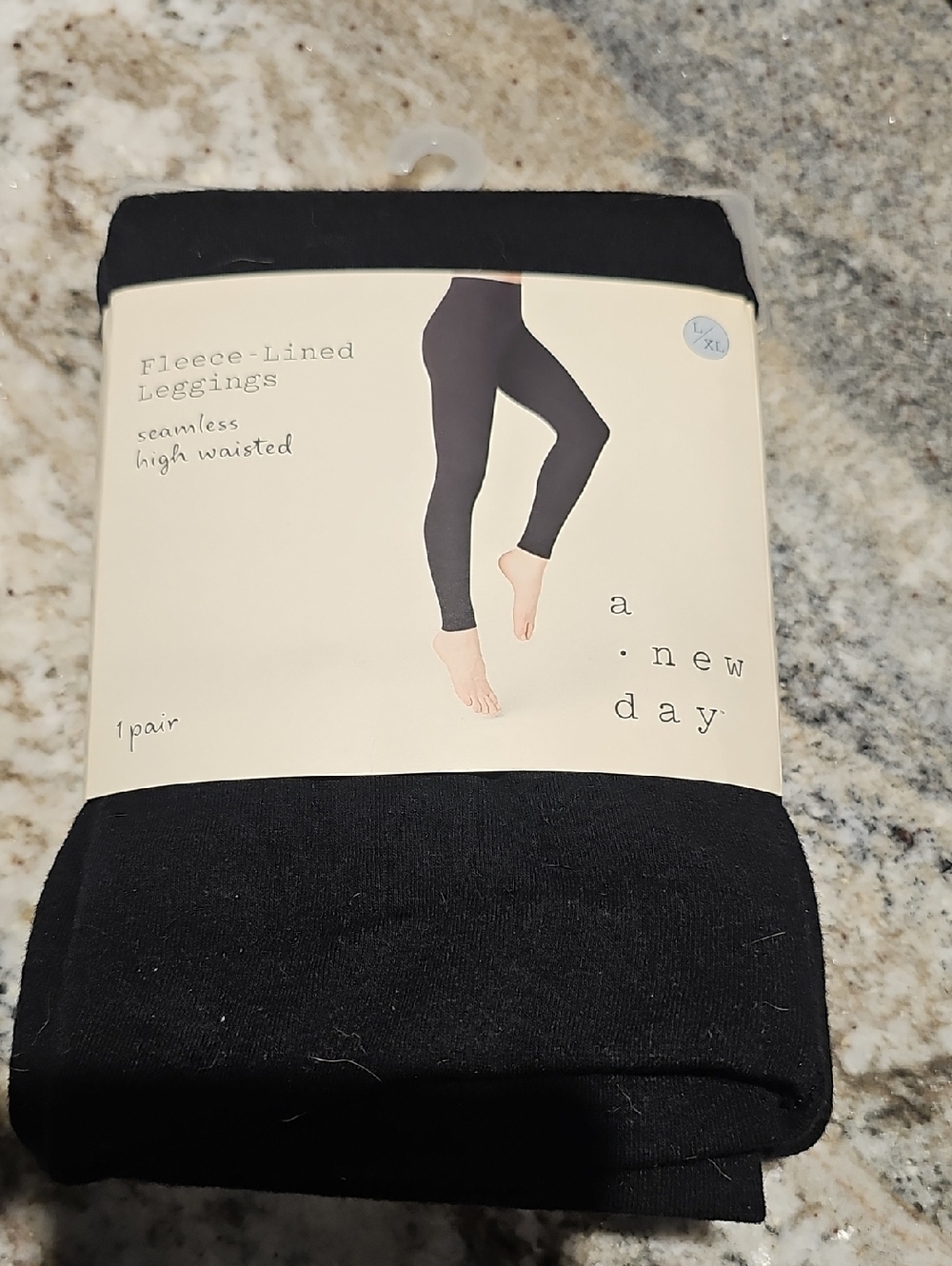 a new day Black Fleece-Lined High-Waist Leggings Size L/XL - NWT